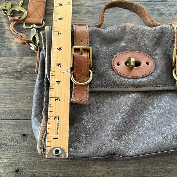 Fossil Long Live Vintage Leather Dr Bag Purse Satchel Brown Issue 54 Gold - Picture 13 of 13